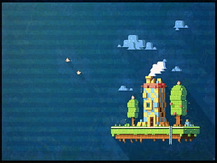 Super Mario castle painting, Fez , pixel art