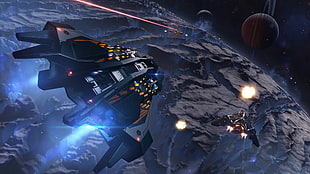 black spaceship wallpape, Elite: Dangerous, video games