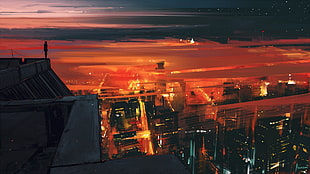 high-angle photography of city during nighttime