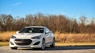 white Hyundai Genesis coupe HD wallpaper