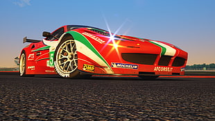 red, green, and white sports car, car, video games, racing simulators, Assetto Corsa