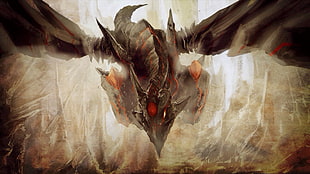 brown Dragon wallpaper, Yu-Gi-Oh, Red-Eyes Black Dragon, dragon, cave