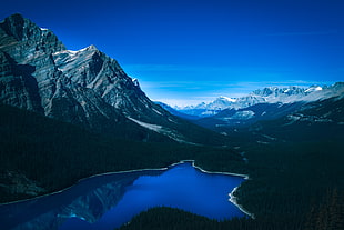 gray mountains and lake at daytime, lake, Canada, mountains, landscape HD wallpaper