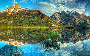 green mountains, nature, landscape, lake, reflection