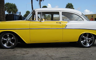 yellow and white coupe, Chevrolet, car, yellow cars