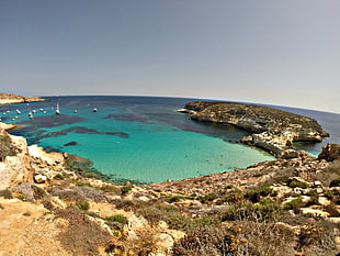 green lake, beach, summer, Lampedusa, sea HD wallpaper