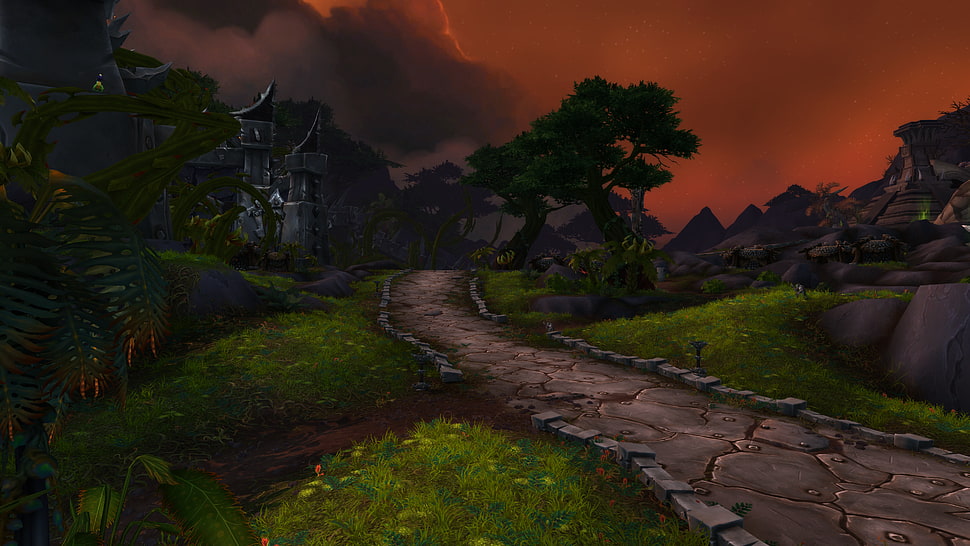 pavement near castle game digital wallpaper, video games,  World of Warcraft, Warlords of Draenor, World of Warcraft: Warlords of Draenor HD wallpaper