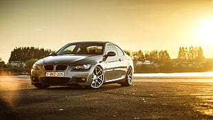 gray BMW coupe, car