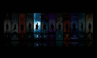 person performing in 12 panel positions, Doctor Who, reflection