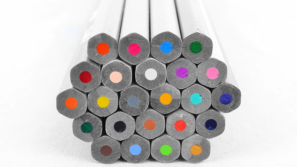 assorted-color pencils HD wallpaper