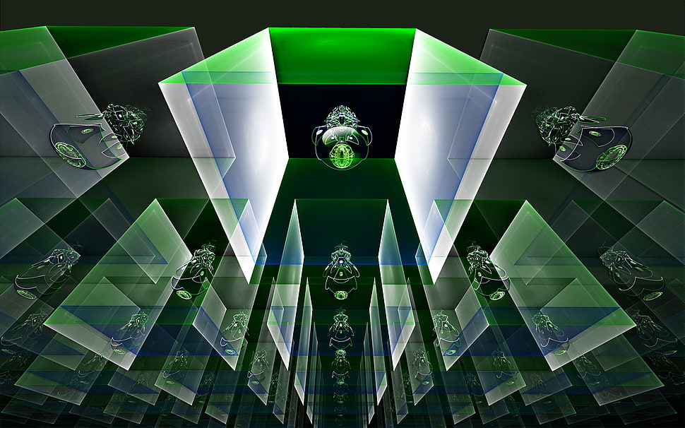green and blue illusion photo HD wallpaper
