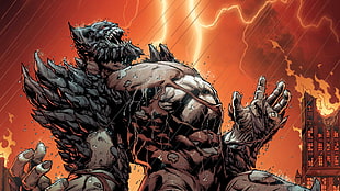grey and brown character illustration, Devastator , DC Comics, Batman,  Doomsday