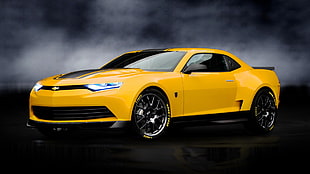 yellow Chevrolet coupe, Chevrolet Camaro, Chevrolet Camaro Bumblebee, yellow cars HD wallpaper