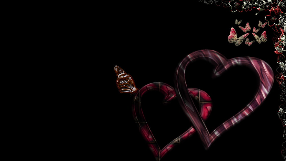 Patterns,  Lines,  Heart,  Black background HD wallpaper