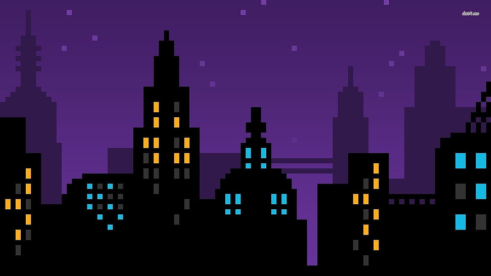 city during nighttime illustration HD wallpaper