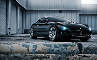 black Maserati coupe, Maserati, car, black