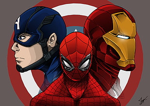 Spider-Man, Iron Man and Captain America poster HD wallpaper