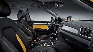 black vehicle steering wheel, Audi Q3, car interior, vehicle, car HD wallpaper