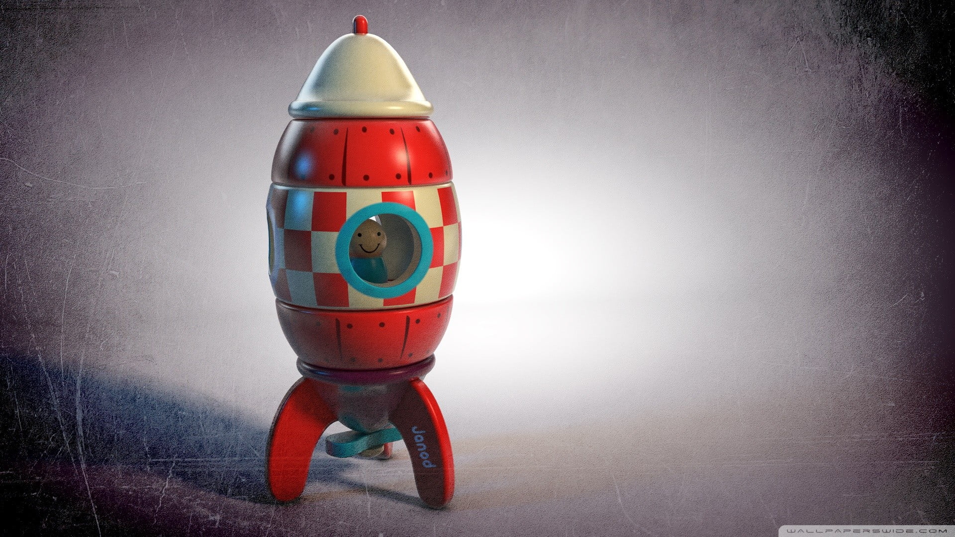 red rocket toy, rocket, digital art