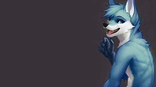 blue wolf character, furry, Anthro, falvie