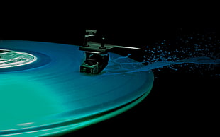 photo of vinyl record with water effect digital wallpaper