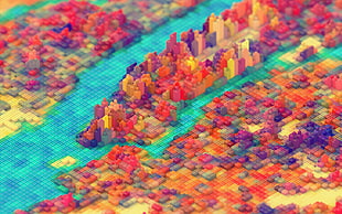 multicolored pixel painting, digital art, cityscape, colorful, New York City HD wallpaper