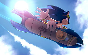 Sonic Hedgehog illustration, Sonic the Hedgehog, hoverboard