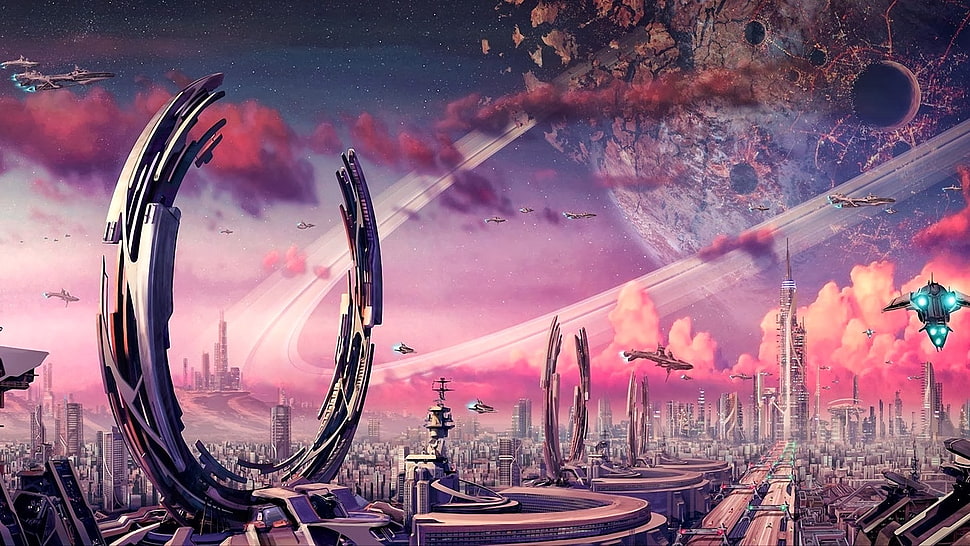 game wallpaper, science fiction, futuristic city, futuristic, cityscape HD wallpaper