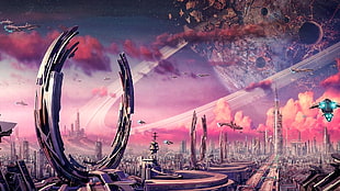 game wallpaper, science fiction, futuristic city, futuristic, cityscape HD wallpaper