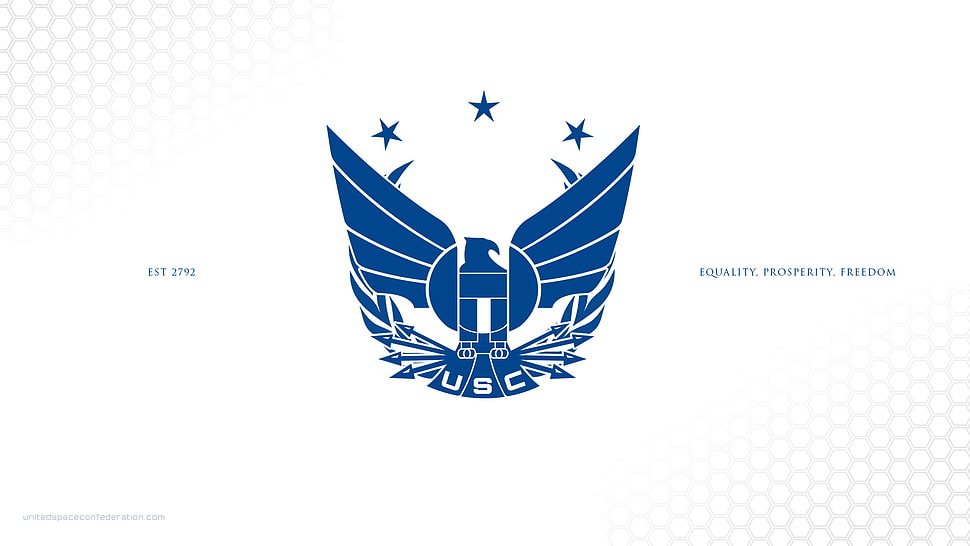 blue USC logo, Star Citizen, United Space Confederation, simple background, video games HD wallpaper