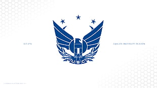 blue USC logo, Star Citizen, United Space Confederation, simple background, video games
