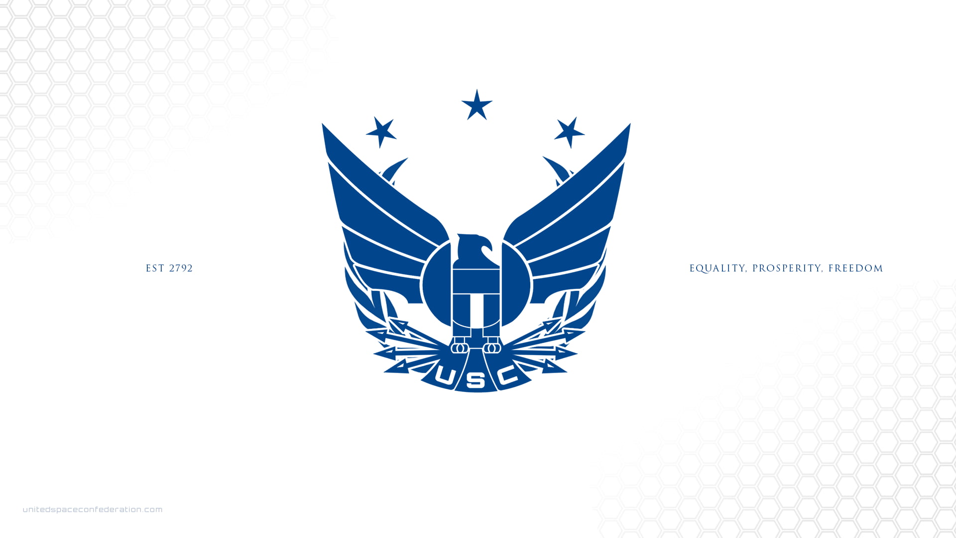 blue USC logo, Star Citizen, United Space Confederation, simple background, video games