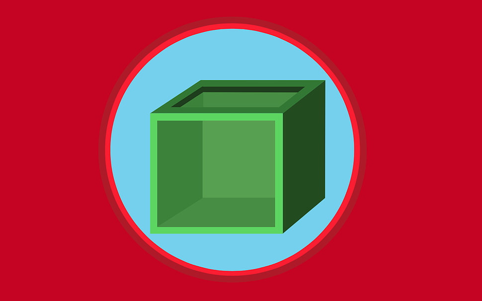 green cube logo, web design HD wallpaper
