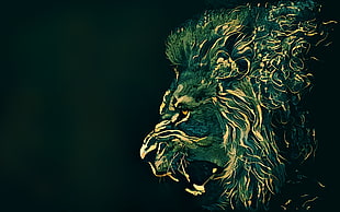 lion digital wallpaper, artwork, lion, wildlife HD wallpaper