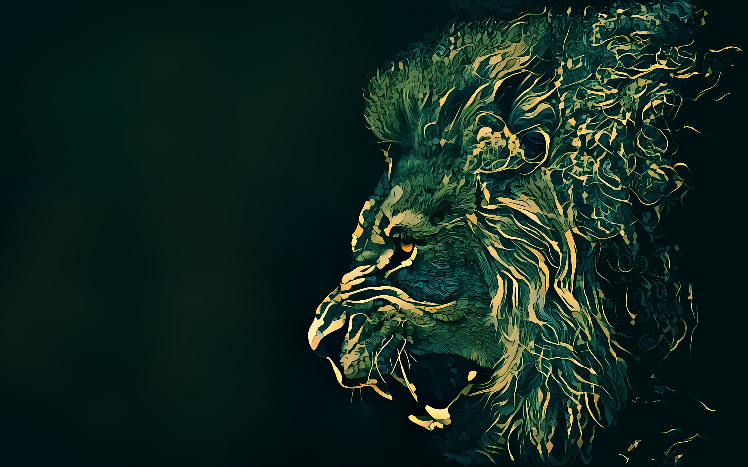 lion digital wallpaper, artwork, lion, wildlife