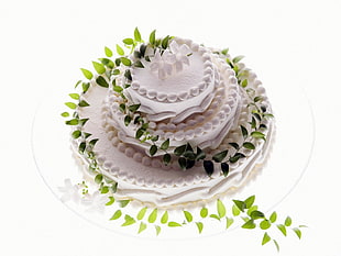 white and green 3-tier cake HD wallpaper