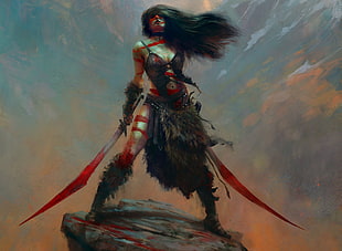 game poster, artwork, fantasy art, digital art, warrior