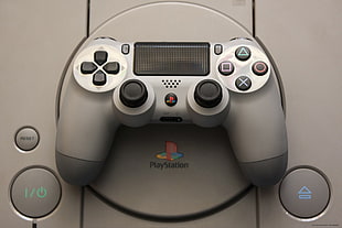 gray PS4 controller HD wallpaper