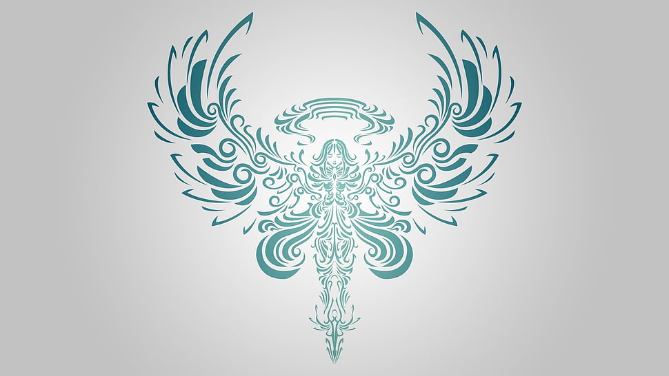 angel logo, angel, minimalism, fantasy girl, fantasy art HD wallpaper