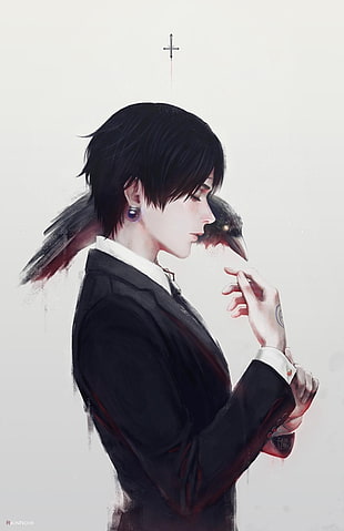 Anime character, Chrollo Lucifer, Hunter x Hunter, suits, raven HD wallpaper