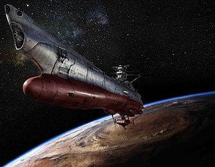 brown and gray space ship, spaceship