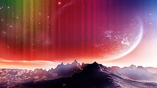 illustration of planet, colorful, digital art, space art, planet