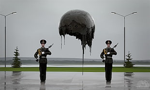 men's officer suit set, Alexey Andreev, artwork, concept art, surreal HD wallpaper