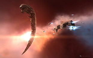 game illustration, EVE Online, spaceship, space, space station HD wallpaper