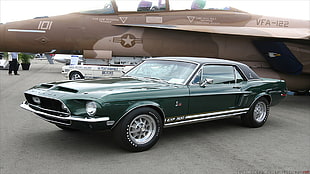 green classic Ford Mustang Shelby coupe, car, Ford Mustang