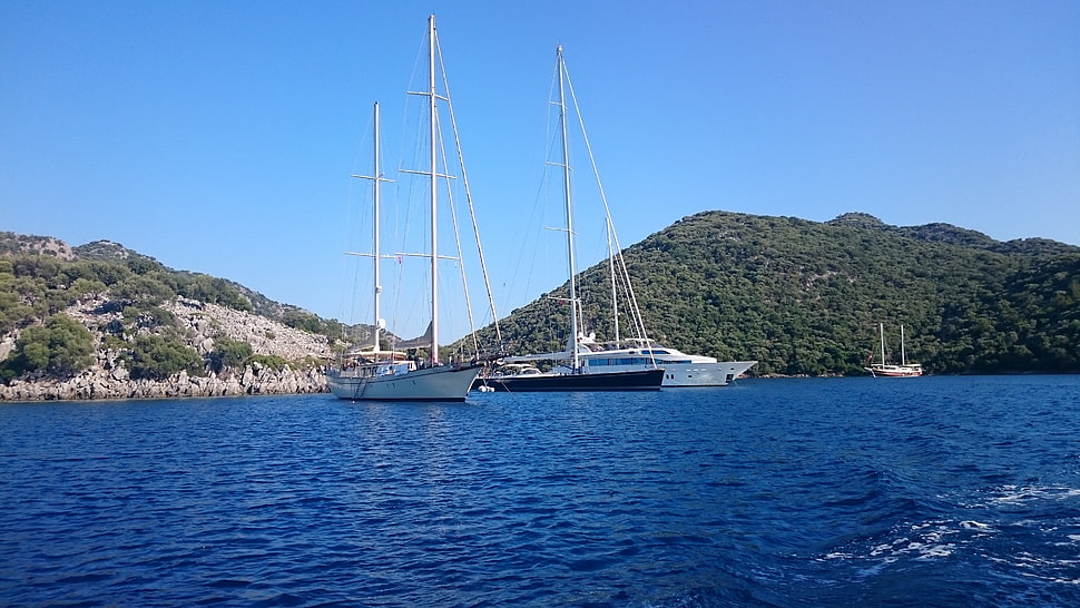 two white boats, Gocek , Turkey HD wallpaper