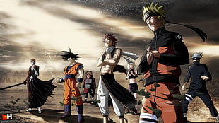 Naruto and Dragon Ball characters illustration