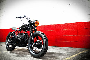 black chopper motorcycle, Bobber, BMW R100S, Cafe Racer HD wallpaper