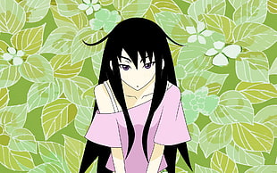 black haired woman anime illustration