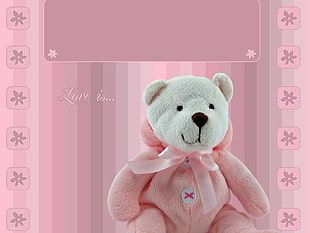 pink and brown bear plush toy HD wallpaper